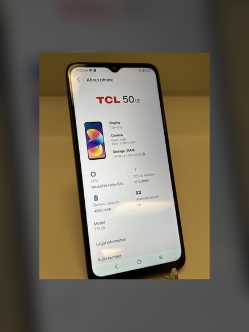 TCL 50 LE Smartphone in Black with White Display